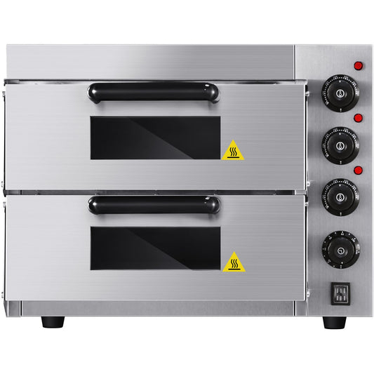 Commercial Double Pizza oven Electric 2 chamber 415x400mm Mechanical controls 3kW